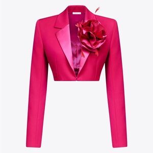 AREA Flower Corsage Cropped Blazer (PINK)